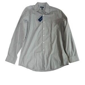 Club Room Mens Charcoal White Plaid Dress Shirt Regular Fit Medium NWT 15-15 1/2